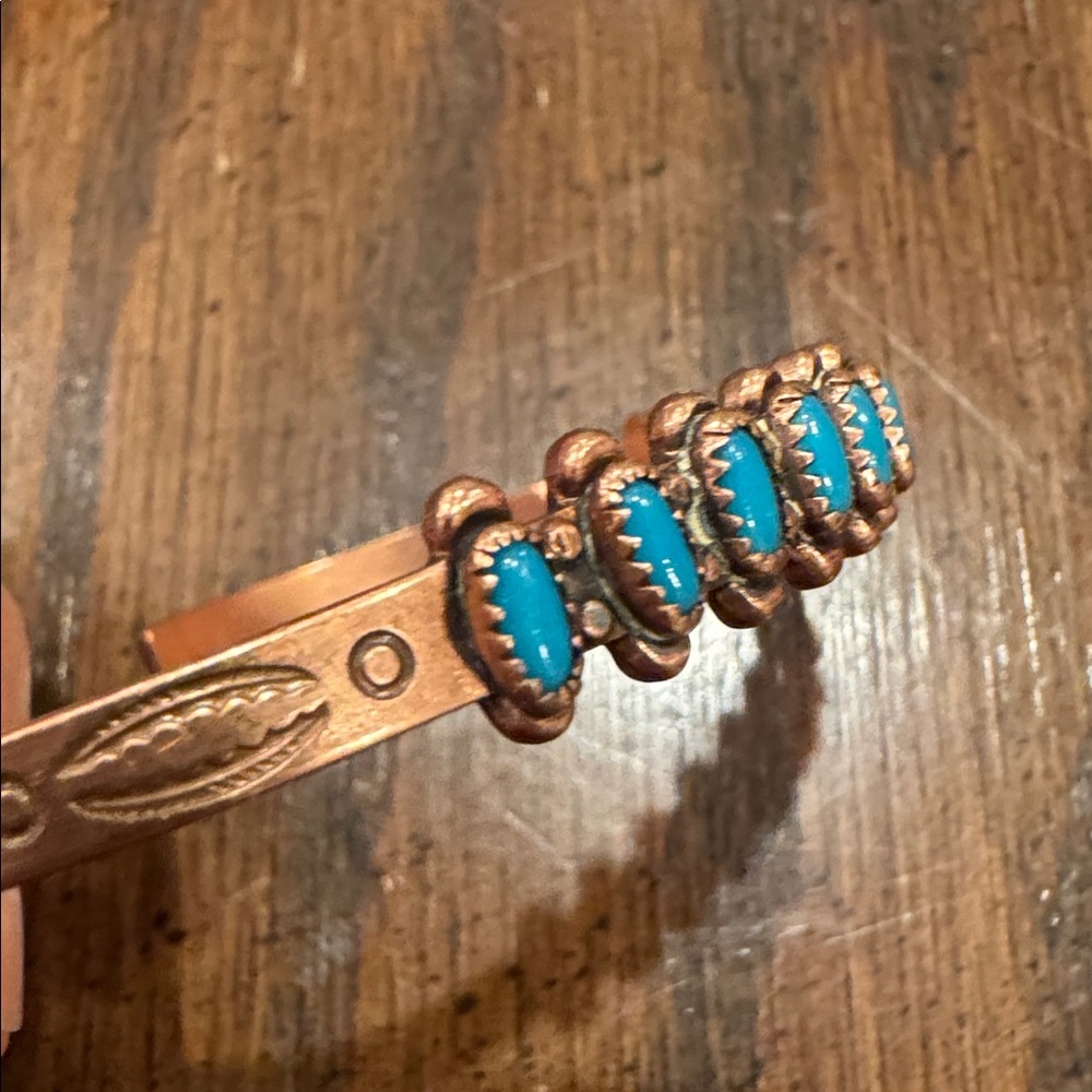 Solid Copper And Elegant Simulated Turquoise Brac… - image 4